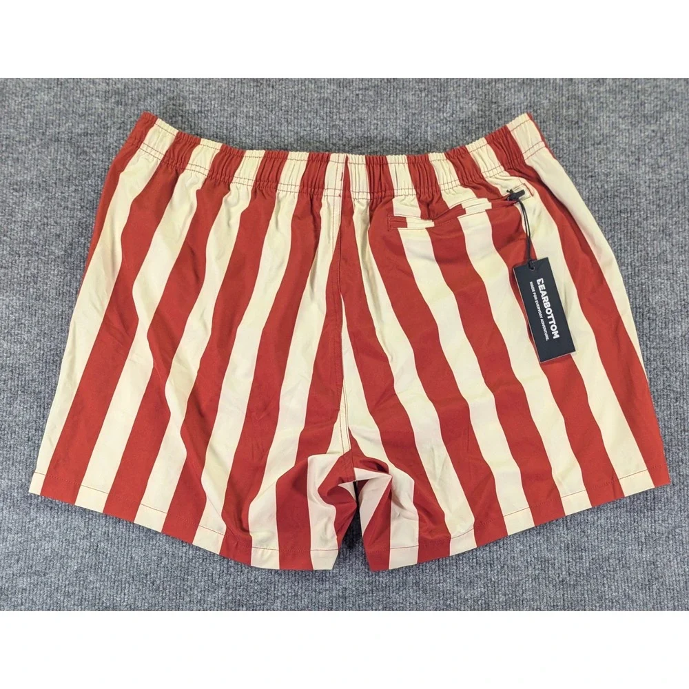 Bearbottom Stretch Swim Trunks XL 5.5 Hampton Stripe Red Cream SWIM-5-HAM-STRIPE